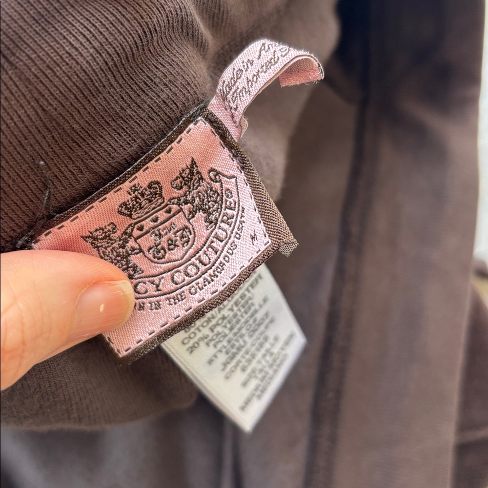 Vintage Juicy Couture Velour Y2k Tracksuit Pant USA Flare Snapback Pockets Brown - Picture 17 of 17
